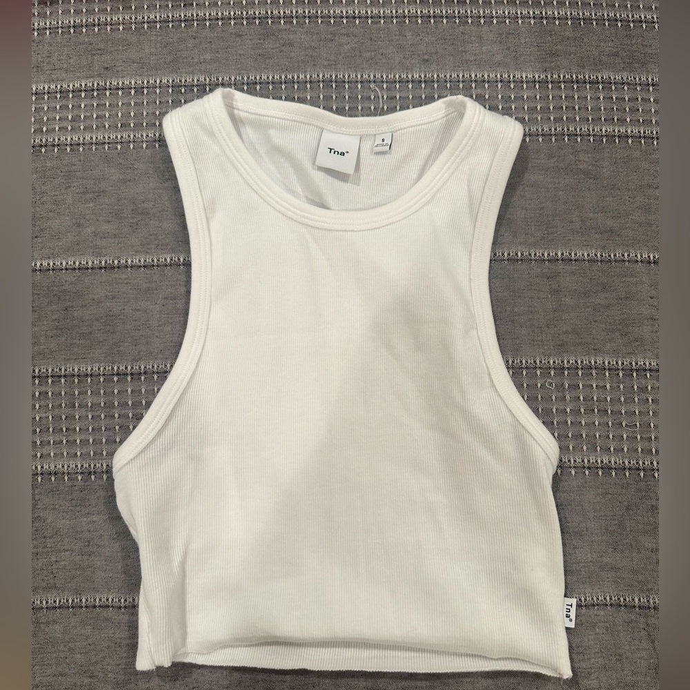 Aritzia TNA cropped ribbed high neck tank top